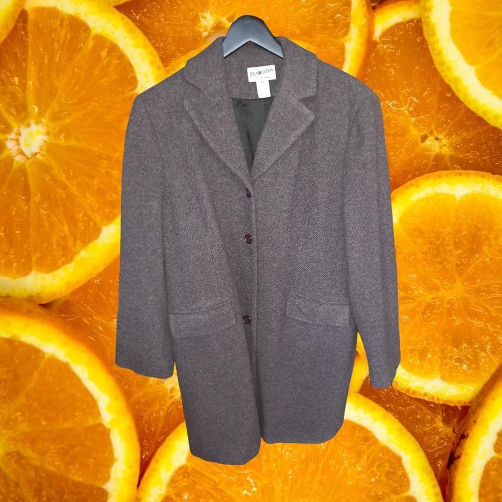 Vintage Pendleton Gray‎ Button Wool Coat Size 12
